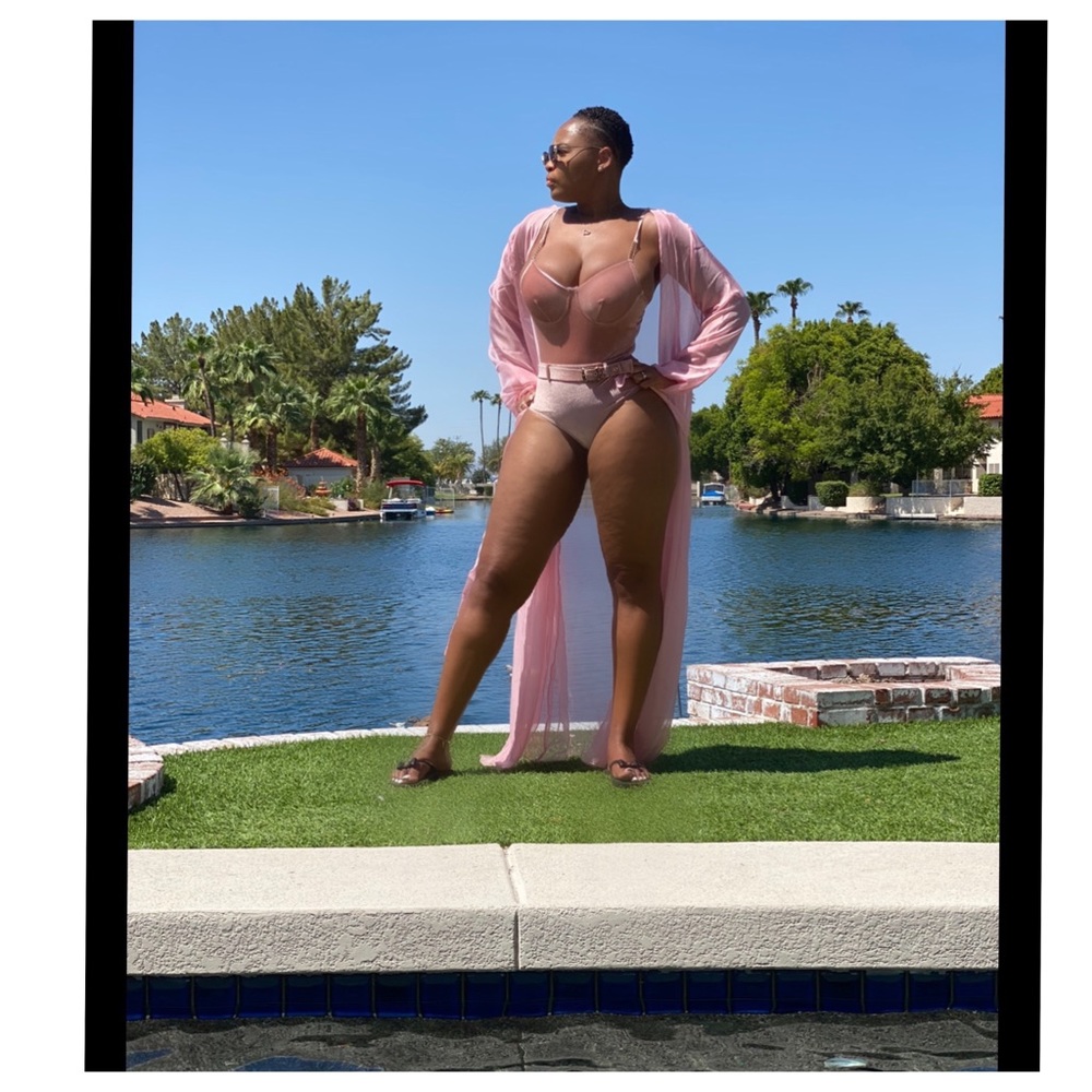 Sexy Pink Corduroy Swimsuit & Cover Up